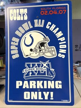 Indianapolis Colts Super Bowl XLI Fan Cave Wall Sign Rico NFL 18x12)
